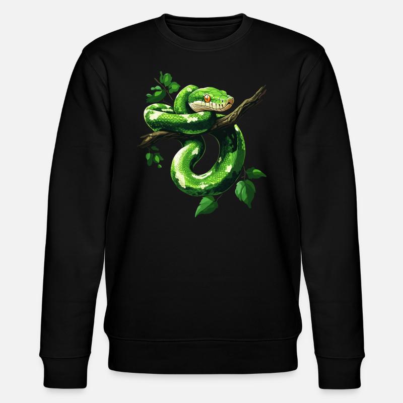 Grüner Baumpython Schlangen Liebhaber Terrarium - Stanley/Stella Unisex Bio-Sweatshirt CHANGER  - Schwarz