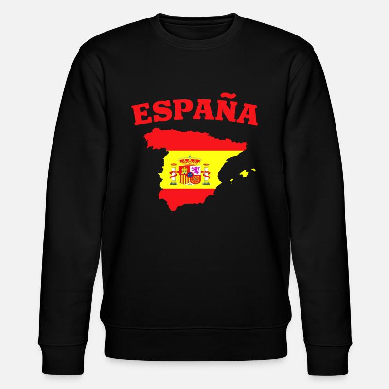 Spain Espana Flag Map - Stanley/Stella CHANGER Unisex Organic Sweatshirt - black