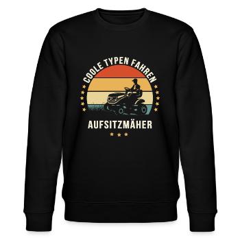 COOLE TYPEN FAHREN AUFSITZMÄHER - Stanley/Stella Unisex Bio-Sweatshirt CHANGER  - Schwarz - Vorne - Nik (191cm) & Marisol (170cm)