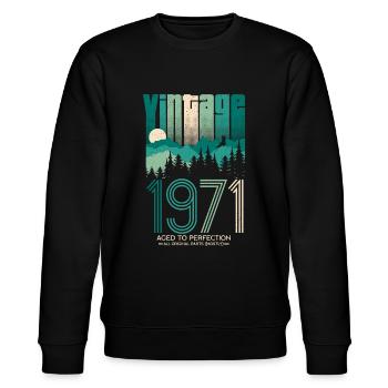 Vintage 1971 50th Birthday Fiftieth Gift - Stanley/Stella CHANGER Unisex Organic Sweatshirt - black - Front - Nik (191cm) & Marisol (170cm)
