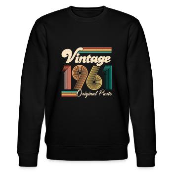 1961 60. Geburtstag Sechzigster Sechzig Geschenk - Stanley/Stella Unisex Bio-Sweatshirt CHANGER  - Schwarz - Vorne - Nik (191cm) & Marisol (170cm)