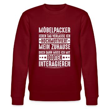 Möbelpacker Umzugsunternehmen Umzugshelfer Mover - Stanley/Stella Unisex Bio-Sweatshirt CHANGER  - Burgunderrot - Vorne - Nik (191cm) & Marisol (170cm)