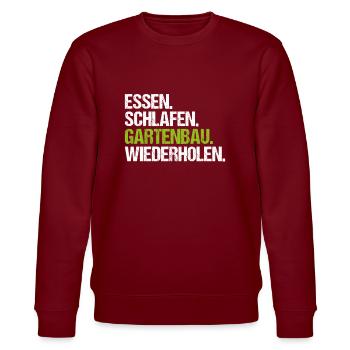 Landschaftsgärtner Gartenbau Landschaftsbau Garten - Stanley/Stella Unisex Bio-Sweatshirt CHANGER  - Burgunderrot - Vorne - Nik (191cm) & Marisol (170cm)