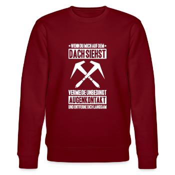 Dachdecker Dachdeckerei Dachdecken Roofer Roofing - Stanley/Stella Unisex Bio-Sweatshirt CHANGER  - Burgunderrot - Vorne - Nik (191cm) & Marisol (170cm)