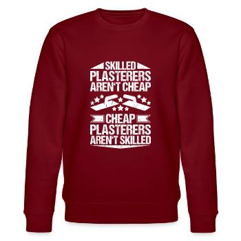 Stuckateur Plasterer Stukkateur Gipser Verputzer - Stanley/Stella Unisex Bio-Sweatshirt CHANGER  - Burgunderrot - Vorne - Nik (191cm) & Marisol (170cm)