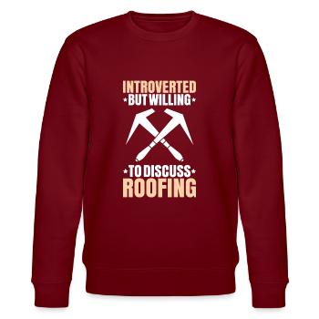 Dachdecker Dachdeckerei Dachdecken Roofer Roofing - Stanley/Stella Unisex Bio-Sweatshirt CHANGER  - Burgunderrot - Vorne - Nik (191cm) & Marisol (170cm)