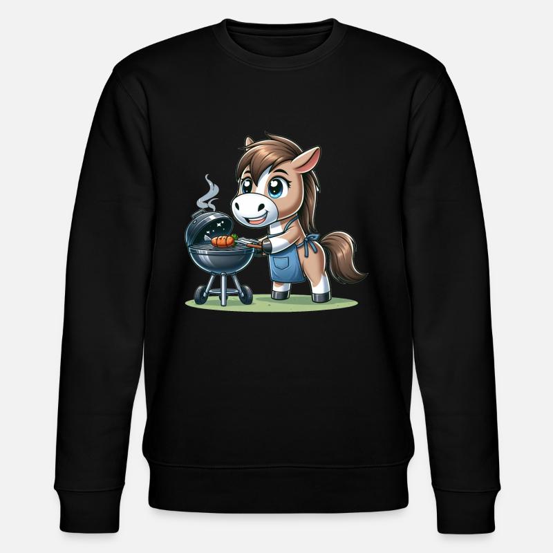 Cute BBQ Horse - Stanley/Stella Unisex Bio-Sweatshirt CHANGER  - Schwarz