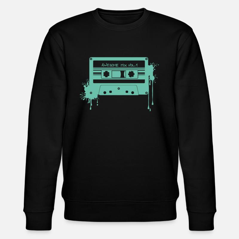 RETRO-KASSETTE in türkis - Stanley/Stella Unisex Bio-Sweatshirt CHANGER - Schwarz