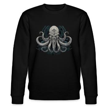 Cthulhu Lord and Savior Monster Horror T-Shirt - Stanley/Stella Unisex Bio-Sweatshirt CHANGER  - Schwarz - Vorne - Nik (191cm) & Marisol (170cm)