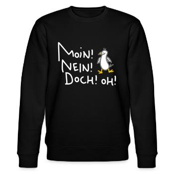 Lustige Moin Möwe - Stanley/Stella Unisex Bio-Sweatshirt CHANGER  - Schwarz - Vorne - Nik (191cm) & Marisol (170cm)