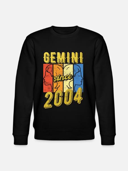 Gemini Zodiac 2004 Gift - Stanley/Stella CHANGER Unisex Organic Sweatshirt - black