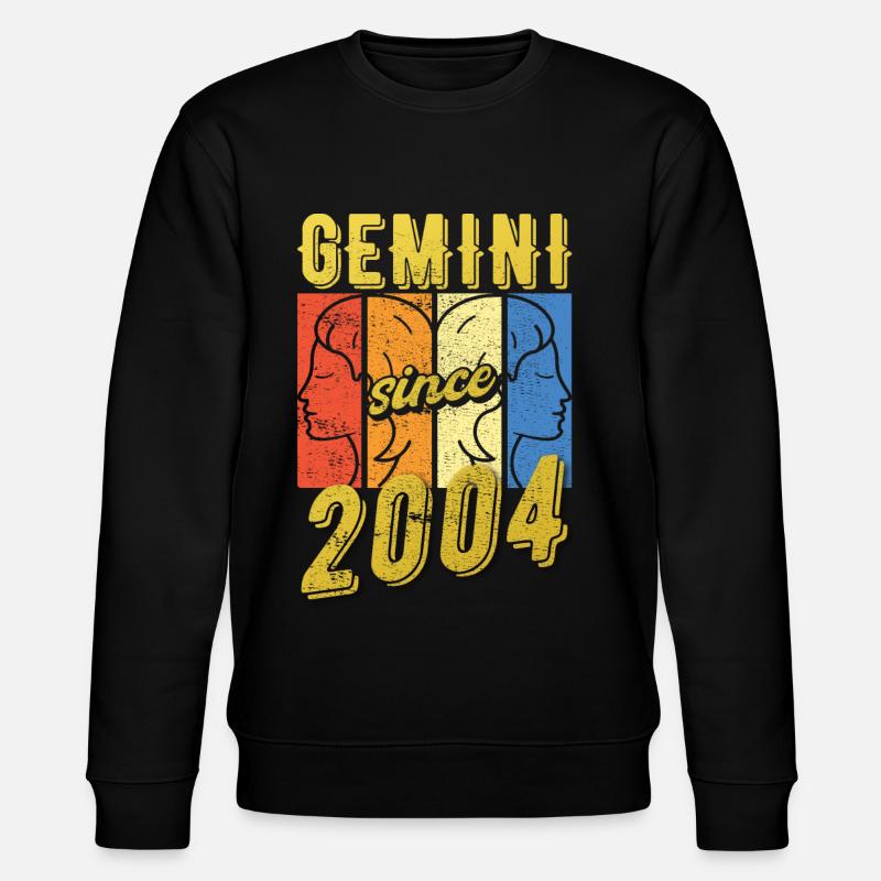 Gemini Zodiac 2004 Gift - Stanley/Stella CHANGER Unisex Organic Sweatshirt - black