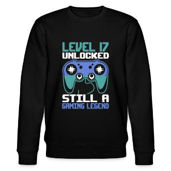 Level 17 Unlocked Still a Gaming Legend Birthday - Stanley/Stella Unisex Bio-Sweatshirt CHANGER  - Schwarz - Vorne - Nik (191cm) & Marisol (170cm)