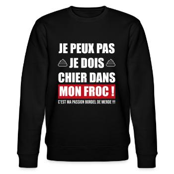 je peux pas chier dans mon froc | cadeau débile - Sweat bio CHANGER Stanley/Stella Unisexe - noir - Devant - Nik (191cm) & Marisol (170cm)