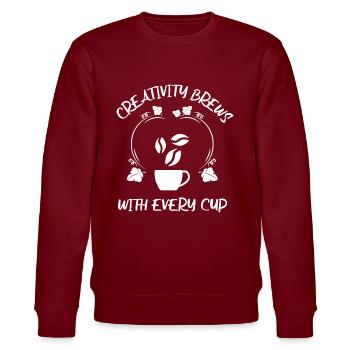 Kaffee Espresso Käffchen - Stanley/Stella Unisex Bio-Sweatshirt CHANGER  - Burgunderrot - Vorne - Nik (191cm) & Marisol (170cm)