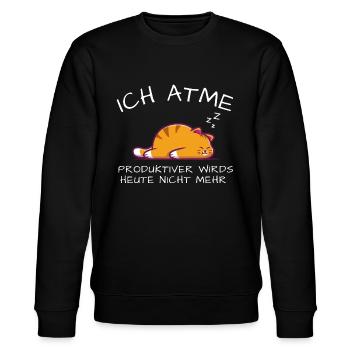 Ich atme - produktiver wirds nicht - Schlafshirt - Stanley/Stella Unisex Bio-Sweatshirt CHANGER  - Schwarz - Vorne - Nik (191cm) & Marisol (170cm)