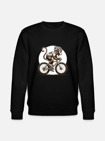 Cute Cyclist Monkey - Stanley/Stella CHANGER Unisex Organic Sweatshirt - black