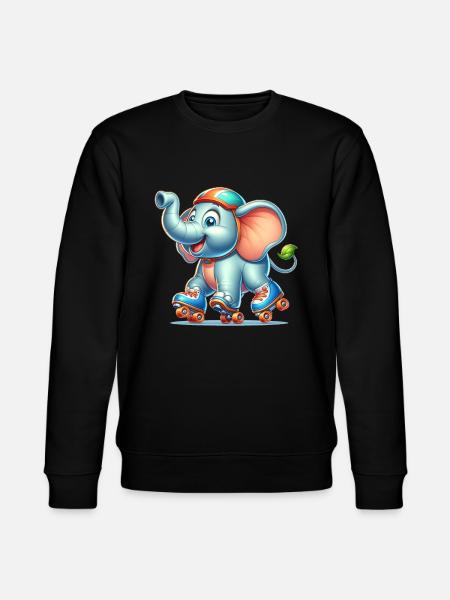 Cute Inline Skater Elephant - Stanley/Stella CHANGER Unisex Organic Sweatshirt - black