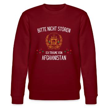 Bitte Nicht Stören Ich Träume Von Afghanistan - Stanley/Stella Unisex Bio-Sweatshirt CHANGER  - Burgunderrot - Vorne - Nik (191cm) & Marisol (170cm)