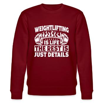 Powerlifting Bodybuilder Weightlifting Is Life Gym - Stanley/Stella CHANGER Unisex Organic Sweatshirt - burgundy - Front - Nik (191cm) & Marisol (170cm)