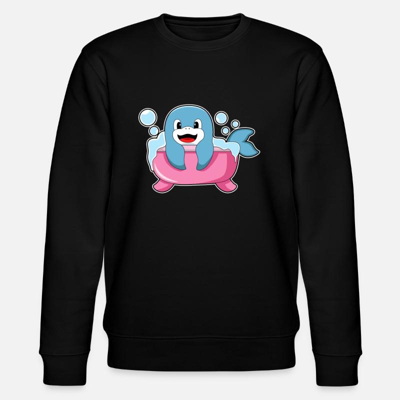 Delfin i badekar - Stanley/Stella økologisk unisex-sweatshirt CHANGER - sort