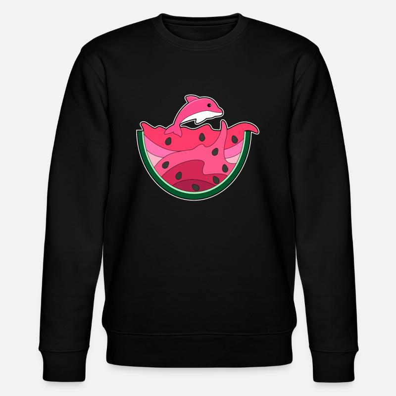 Dolphin with watermelon - Stanley/Stella CHANGER Unisex Organic Sweatshirt - black