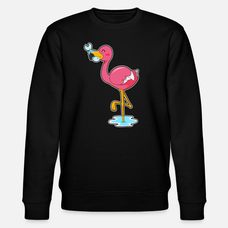 Flamant rose au poisson - Sweat bio CHANGER Stanley/Stella Unisexe - noir