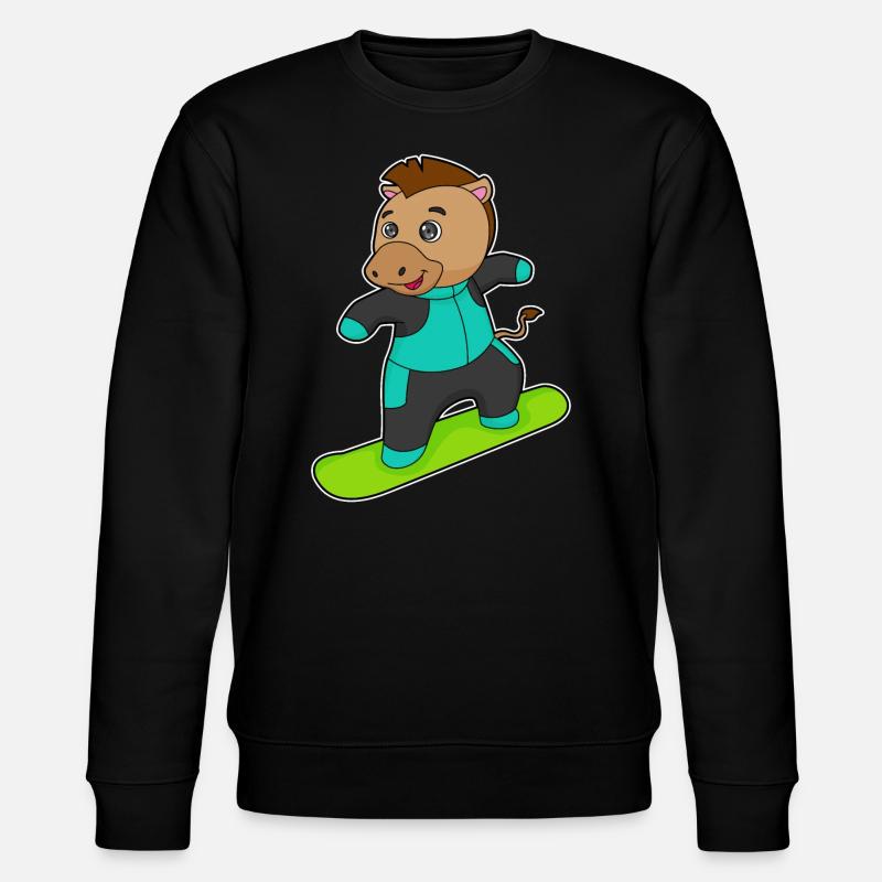 Cheval comme snowboarder avec snowboard - Sweat bio CHANGER Stanley/Stella Unisexe - noir