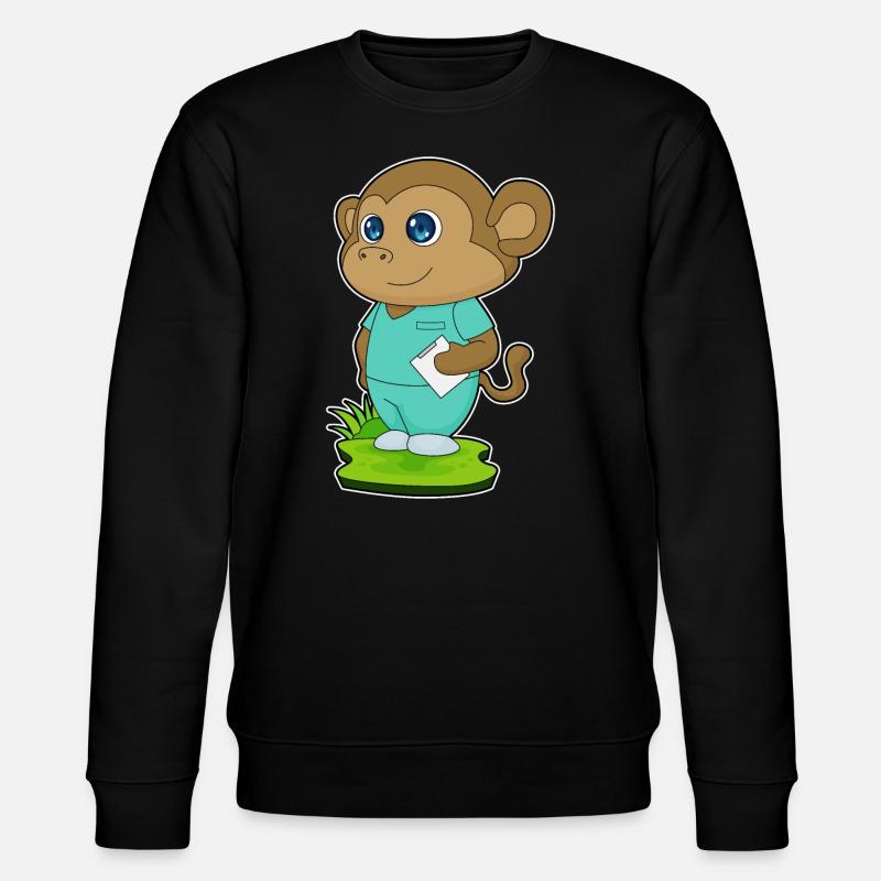 Monkey Nurse Sticky Notes - Stanley/Stella CHANGER Unisex Organic Sweatshirt - black