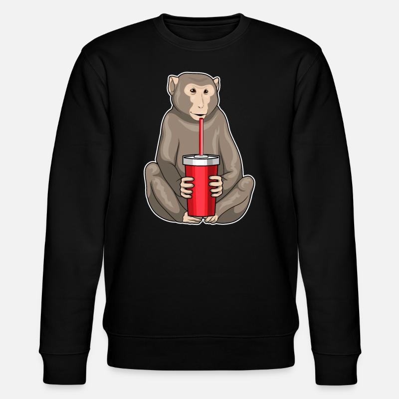 Monkey drinking cup - Stanley/Stella CHANGER Unisex Organic Sweatshirt - black
