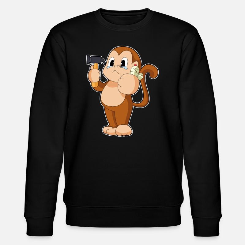 Affe Handwerker Hammer - Stanley/Stella Unisex Bio-Sweatshirt CHANGER  - Schwarz