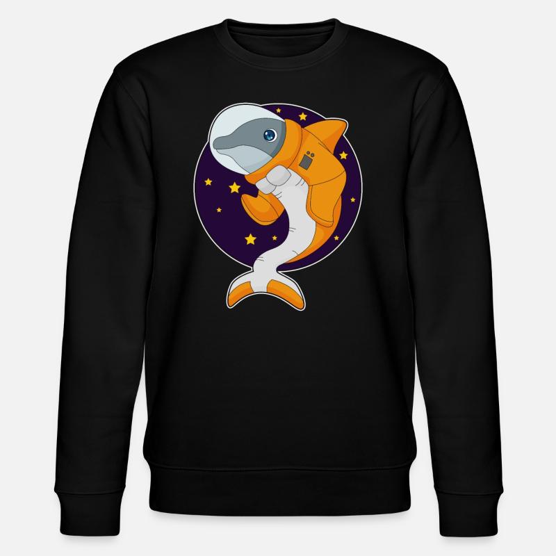 Dolphin Astronaut Space - Stanley/Stella CHANGER Unisex Organic Sweatshirt - black