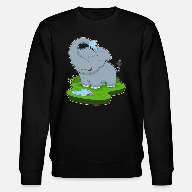 Elephant Bathing Water - Stanley/Stella CHANGER Unisex Organic Sweatshirt - black