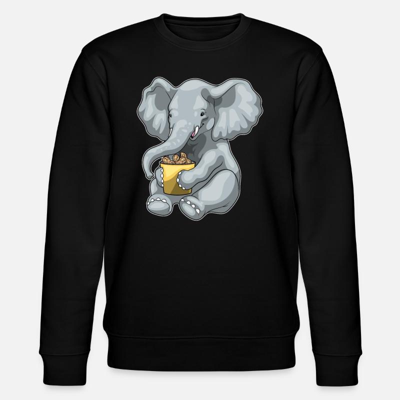 Elefant Erdnüsse - Stanley/Stella Unisex Bio-Sweatshirt CHANGER  - Schwarz