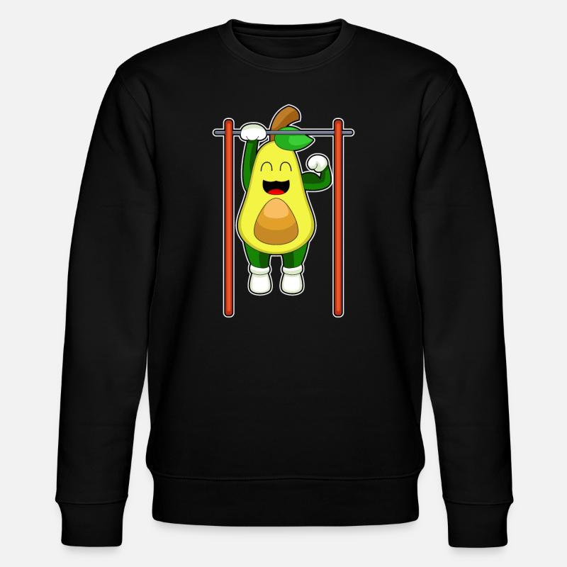 Avocado Bodybuilder Pull-Up Fitness - Stanley/Stella CHANGER Unisex Organic Sweatshirt - black