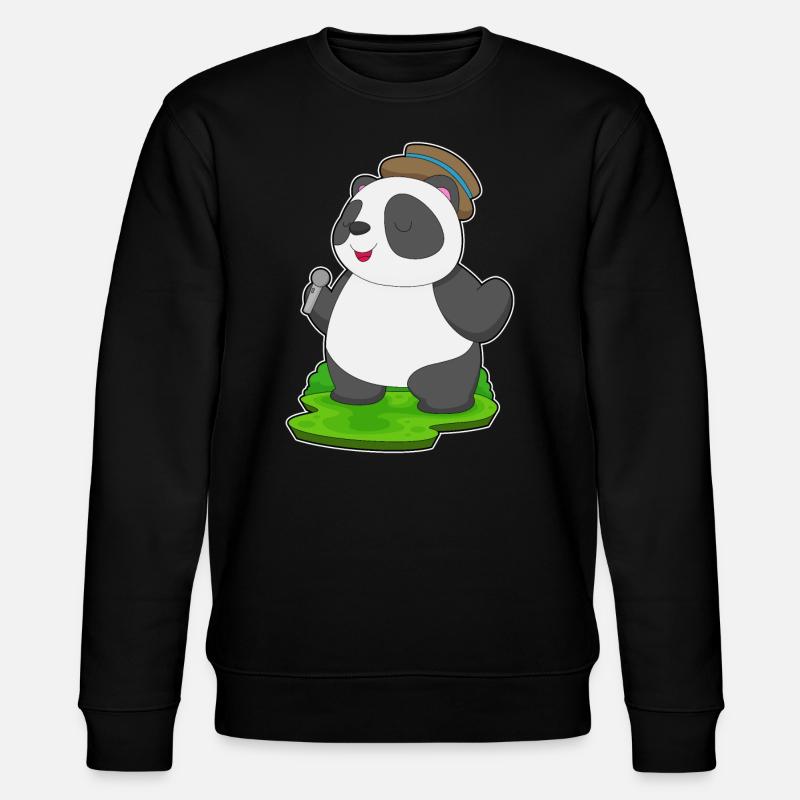Panda Singer Microphone Music - Stanley/Stella CHANGER Unisex Organic Sweatshirt - black