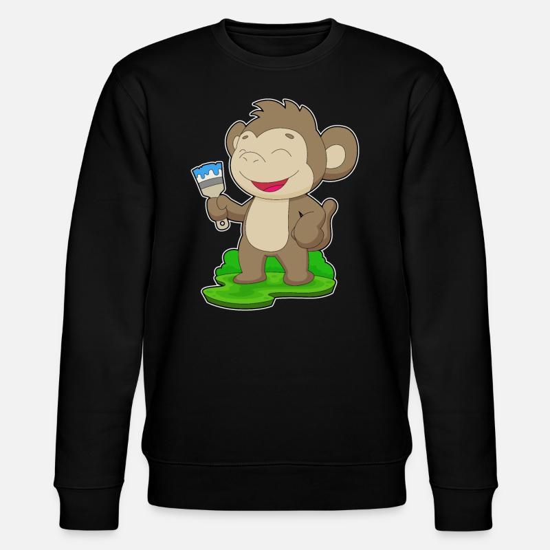 Monkey Painter Brush Painting - Stanley/Stella CHANGER Unisex Organic Sweatshirt - black