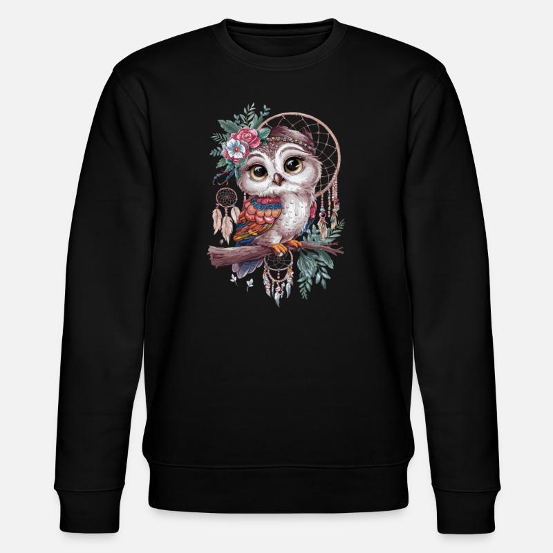 Eule Traumfänger Vogel Federn - Stanley/Stella Unisex Bio-Sweatshirt CHANGER  - Schwarz