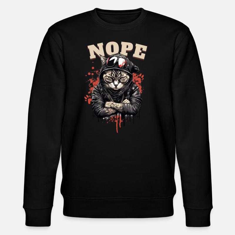 Angry Cat - NOPE! - Stanley/Stella Unisex Bio-Sweatshirt CHANGER  - Schwarz