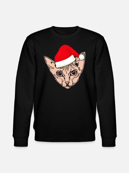 Christmas Santa Sphynx Cat - Stanley/Stella CHANGER Unisex Organic Sweatshirt - black