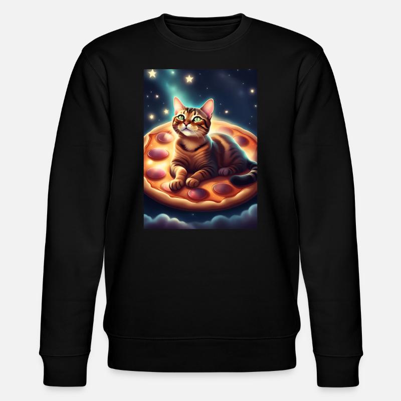 Pizza-Katze - Stanley/Stella Unisex Bio-Sweatshirt CHANGER  - Schwarz