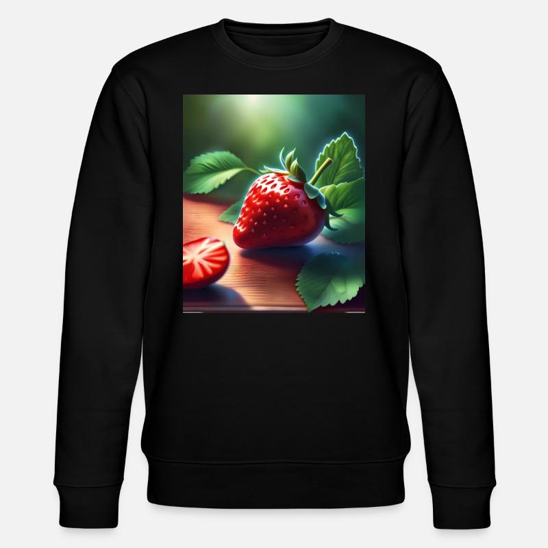 Rote saftige Erdbeere - Stanley/Stella Unisex Bio-Sweatshirt CHANGER  - Schwarz