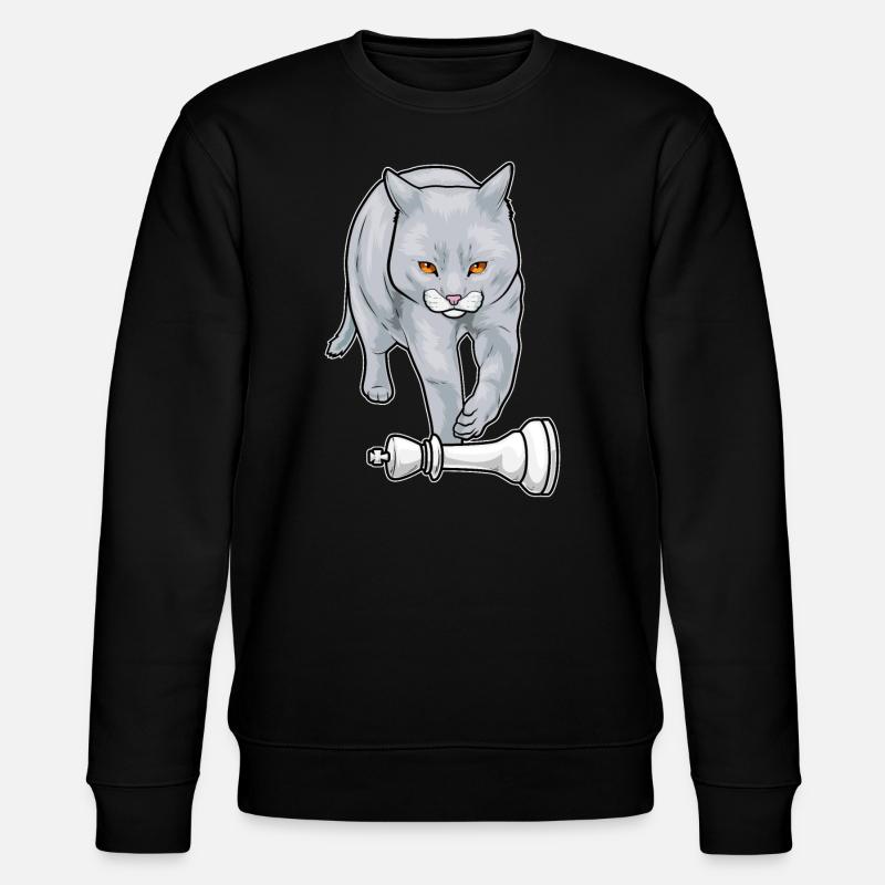Cat Chess Piece King Chess - Stanley/Stella CHANGER Unisex Organic Sweatshirt - black