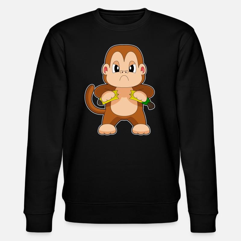 Monkey Banana Angry - Stanley/Stella CHANGER Unisex Organic Sweatshirt - black