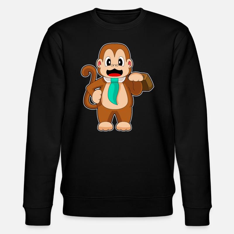 Monkey Entrepreneur Briefcase - Stanley/Stella CHANGER Unisex Organic Sweatshirt - black