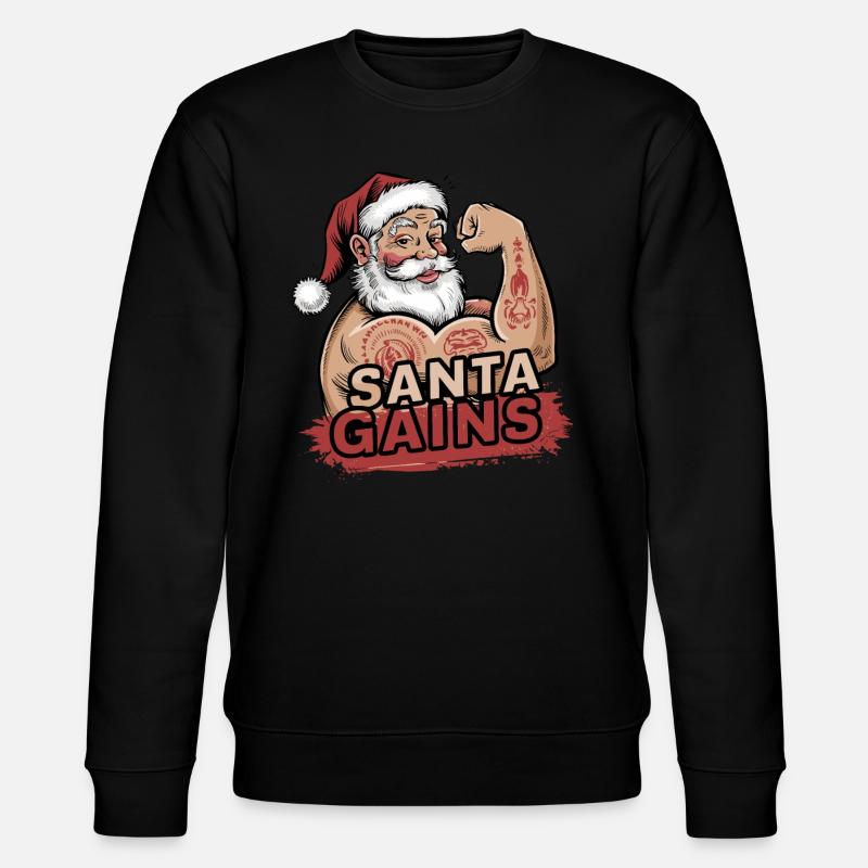 Lustiger Weihnachtsmann Weihnachts-Workout - Stanley/Stella Unisex Bio-Sweatshirt CHANGER  - Schwarz