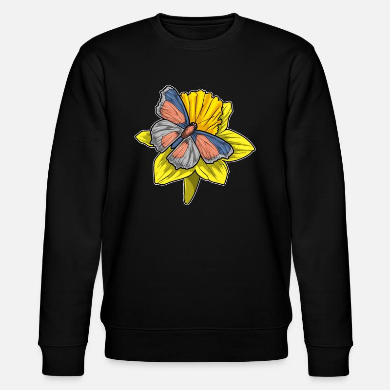 Jonquille papillon - Sweat bio CHANGER Stanley/Stella Unisexe - noir