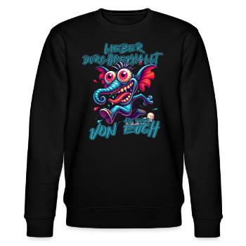 Lieber durchgeknallt als einer von euch – Elefant - Stanley/Stella Unisex Bio-Sweatshirt CHANGER  - Schwarz - Vorne - Nik (191cm) & Marisol (170cm)
