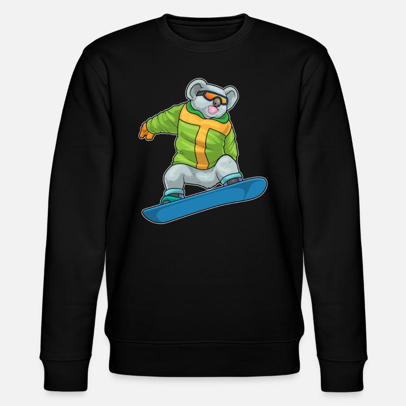 Koala Snowboarder Snowboard - Stanley/Stella CHANGER Unisex Organic Sweatshirt - black