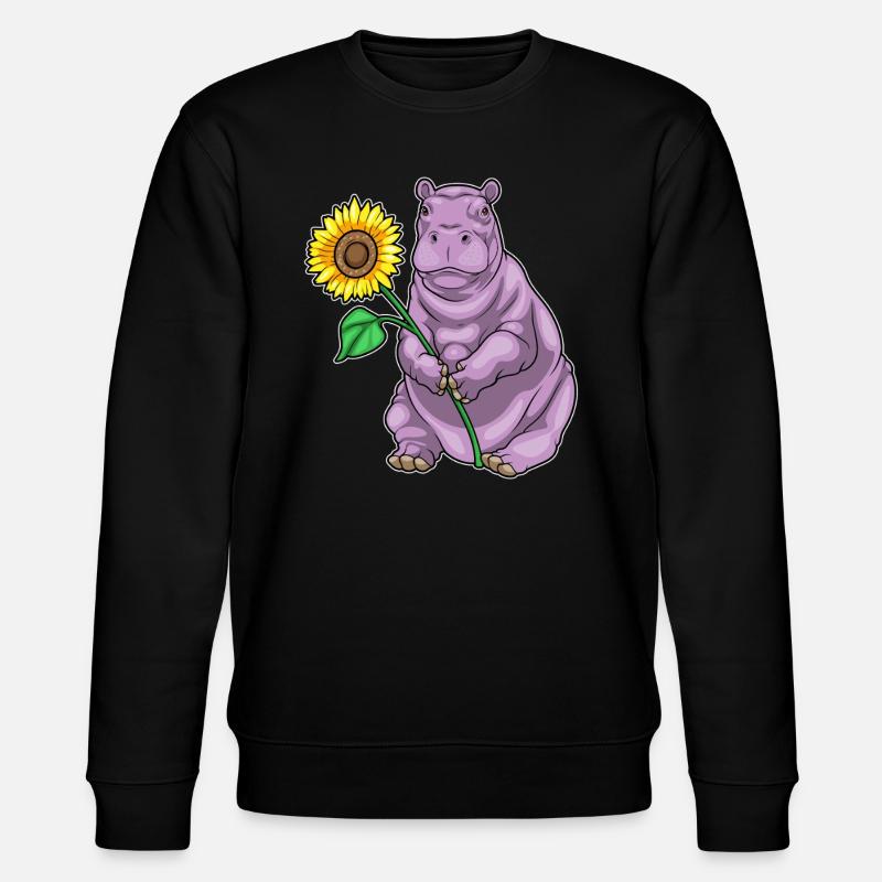 Nilpferd Sonnenblume Blumen - Stanley/Stella Unisex Bio-Sweatshirt CHANGER  - Schwarz